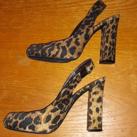 N by Nicole Miller‎ Leopard Chunky Heel Slingbacks - Picture 3 of 7